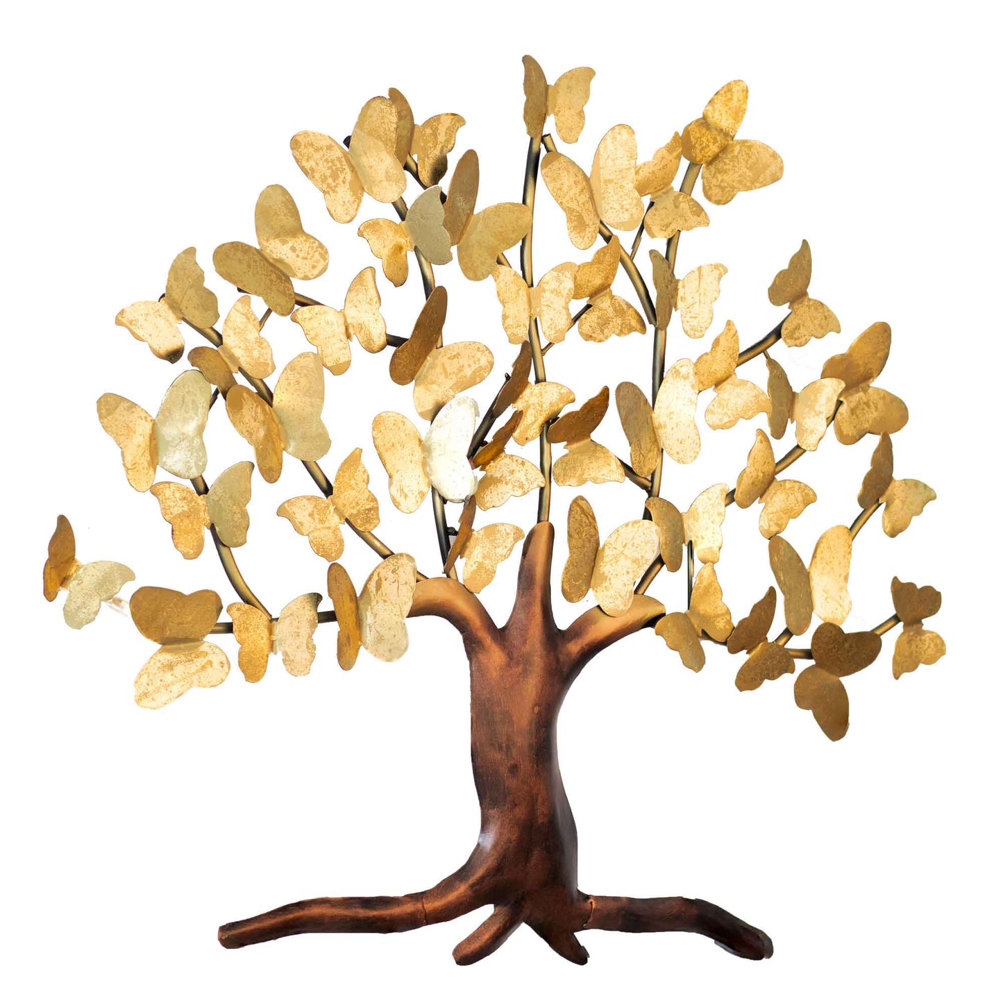 Kezevel Metal Tree Wall Decor - Butterfly Tree Wall Hanging in Golden Bronze, Metal Wall Art for Living, Foyer, Home Decor