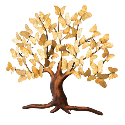 Kezevel Metal Tree Wall Decor - Butterfly Tree Wall Hanging in Golden Bronze, Metal Wall Art for Living, Foyer, Home Decor