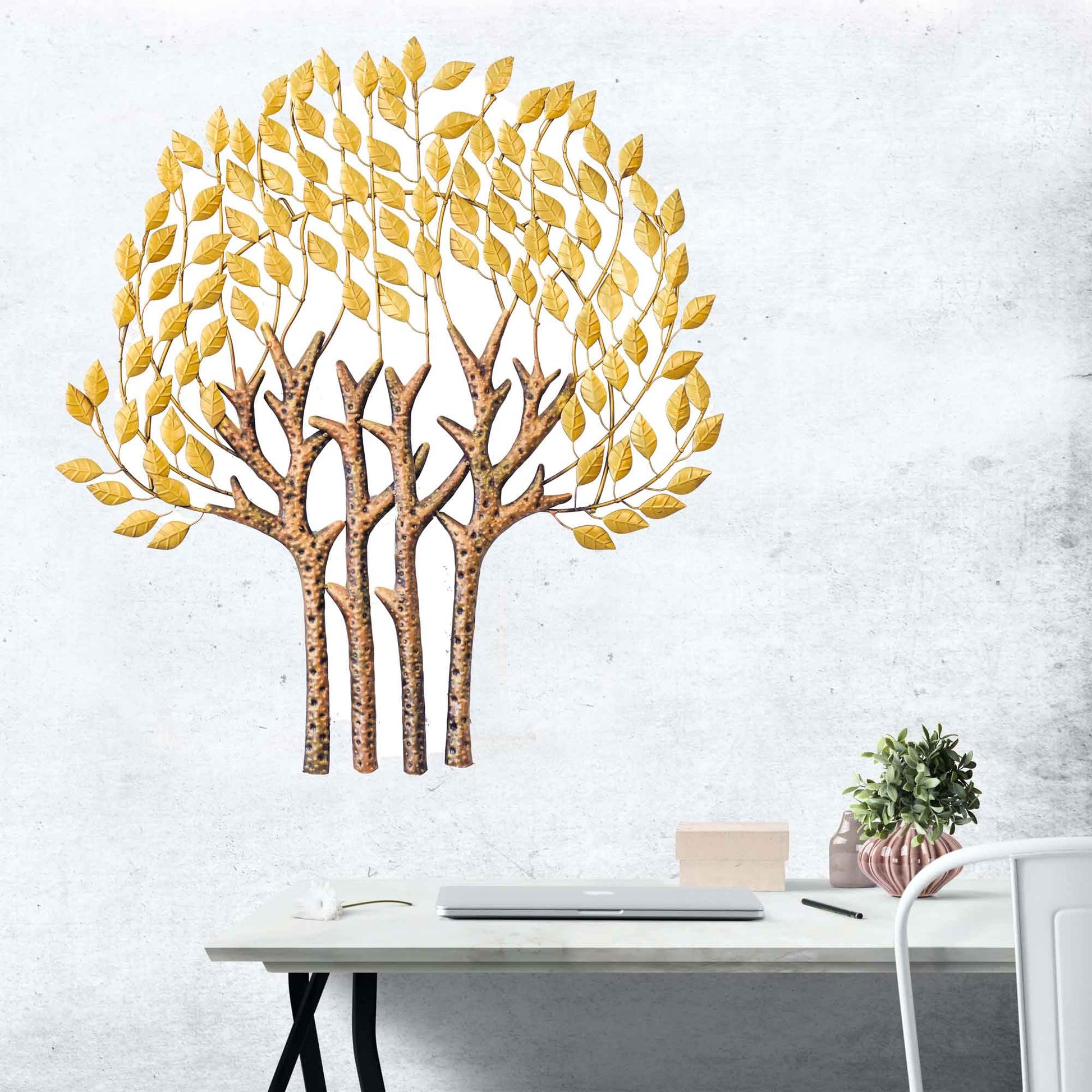 Kezevel Metal Tree Wall Decor - Metallic Tree Wall Hanging in Golden Bronze, Tree Wall Art for Living Room, Foyer, Home Decor