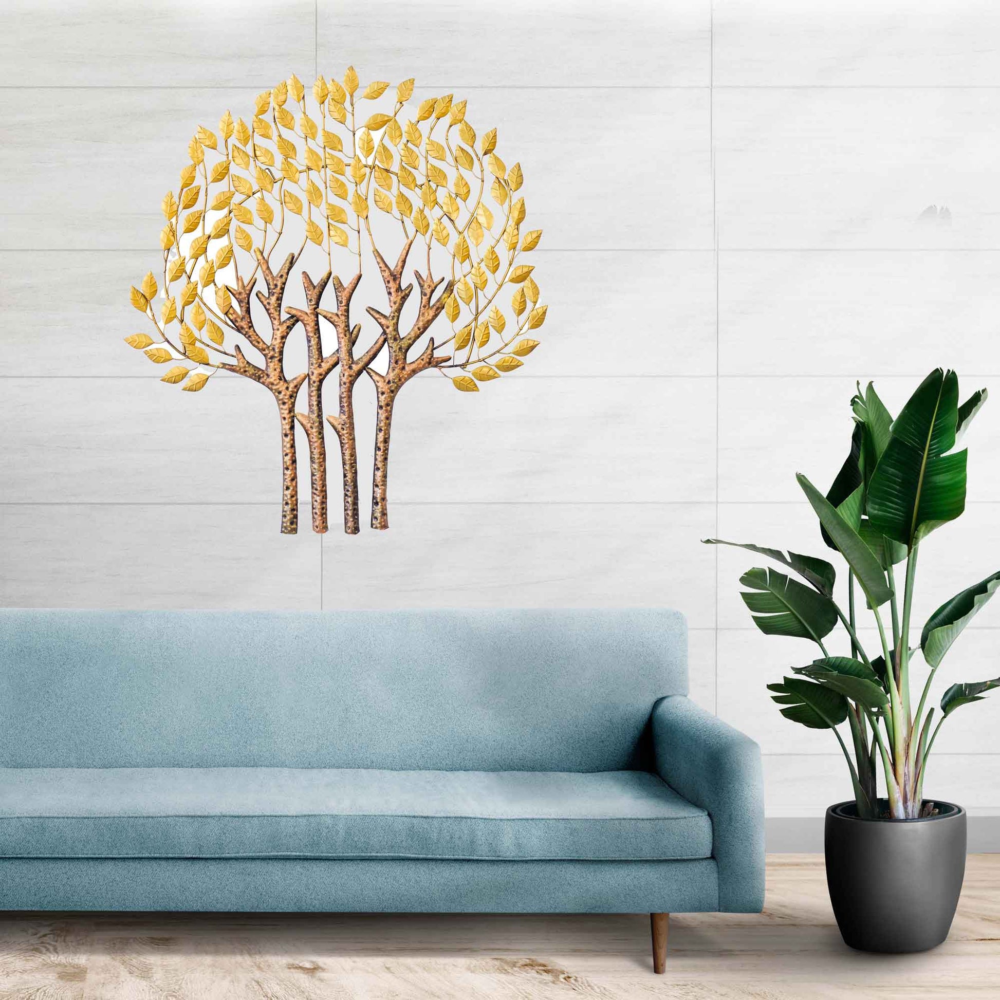 Kezevel Metal Tree Wall Decor - Metallic Tree Wall Hanging in Golden Bronze, Tree Wall Art for Living Room, Foyer, Home Decor