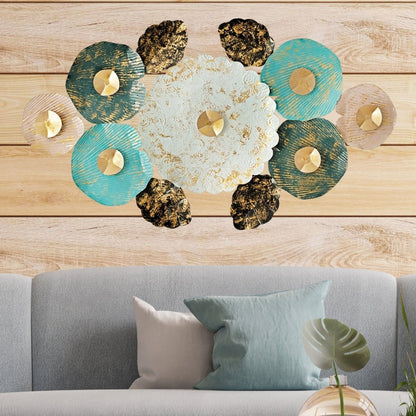 Kezevel Metal Wall Art Decor - Handcrafted Rectangular Multicolour Floral Wall Hanging, Metal Wall Decor, Wall Showpiece