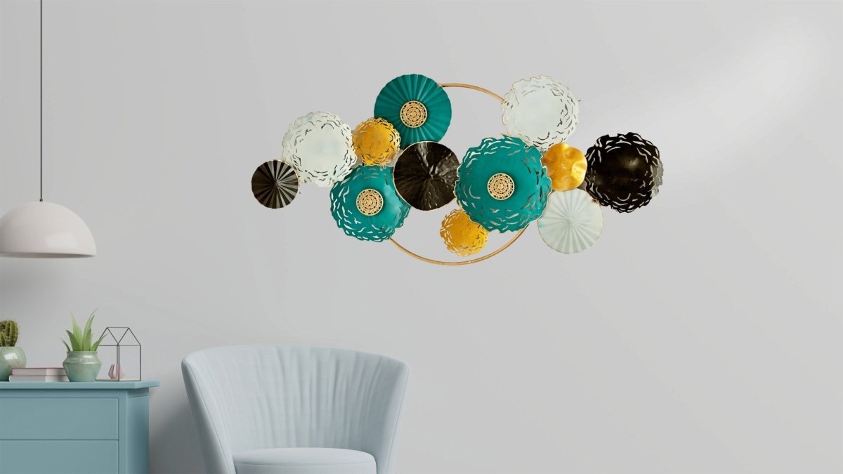 Kezevel Metal Wall Art Decor - Handcrafted Rectangular Abstract Multicolour Wall Hanging, Metal Wall Decor, Wall Sculpture, Size 122X6X58 CM - Kezevel