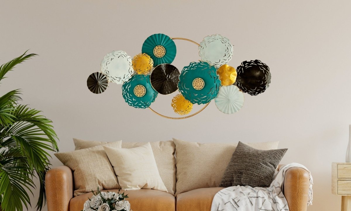 Kezevel Metal Wall Art Decor - Handcrafted Rectangular Abstract Multicolour Wall Hanging, Metal Wall Decor, Wall Sculpture, Size 122X6X58 CM - Kezevel
