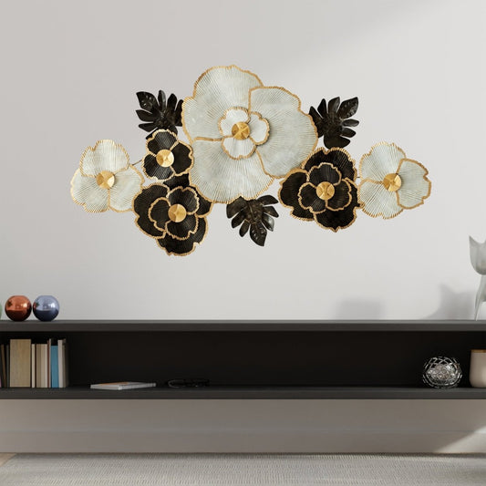 Kezevel Metal Wall Art Decor - Handcrafted Rectangular Floral Multicolour Wall Hanging, Metal Wall Decor, Wall Sculpture, Size 153X6X83 CM - Kezevel