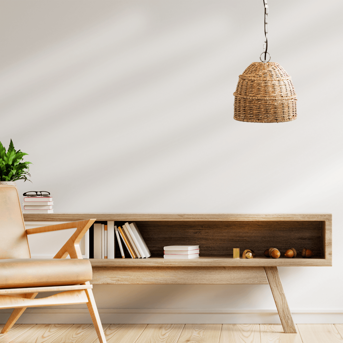Kezevel Seagrass Weaved Hanging Light - Artistically Handcrafted Pendant Light for Living Room, Bedroom, Balcony and Foyer