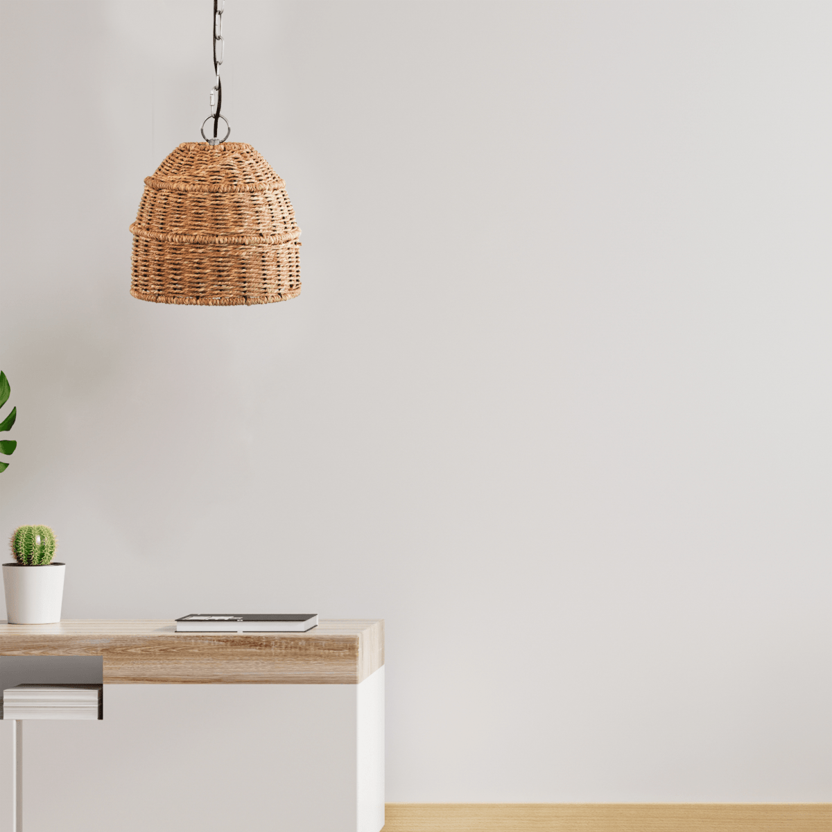 Kezevel Seagrass Weaved Hanging Light - Artistically Handcrafted Pendant Light for Living Room, Bedroom, Balcony and Foyer
