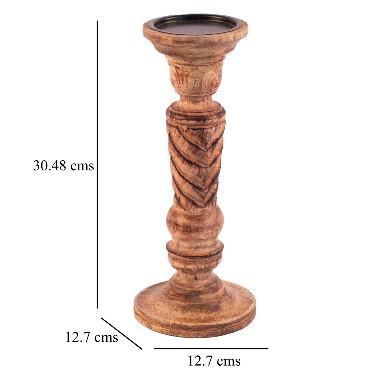 Kezevel Wooden Candle Stand - Artistic 12" H Antique Brown Mango Wood Candle Holders for Home Decoration , Room Decoration