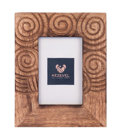 Kezevel Wooden Carved Photo Frames - Artistic Rectangle Photo Frame in Mango Wood for Picture Size 4X6 inch , Picture Frame