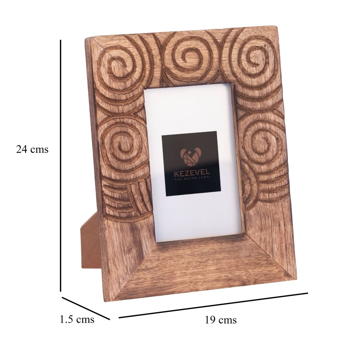 Kezevel Wooden Carved Photo Frames - Artistic Rectangle Photo Frame in Mango Wood for Picture Size 4X6 inch , Picture Frame