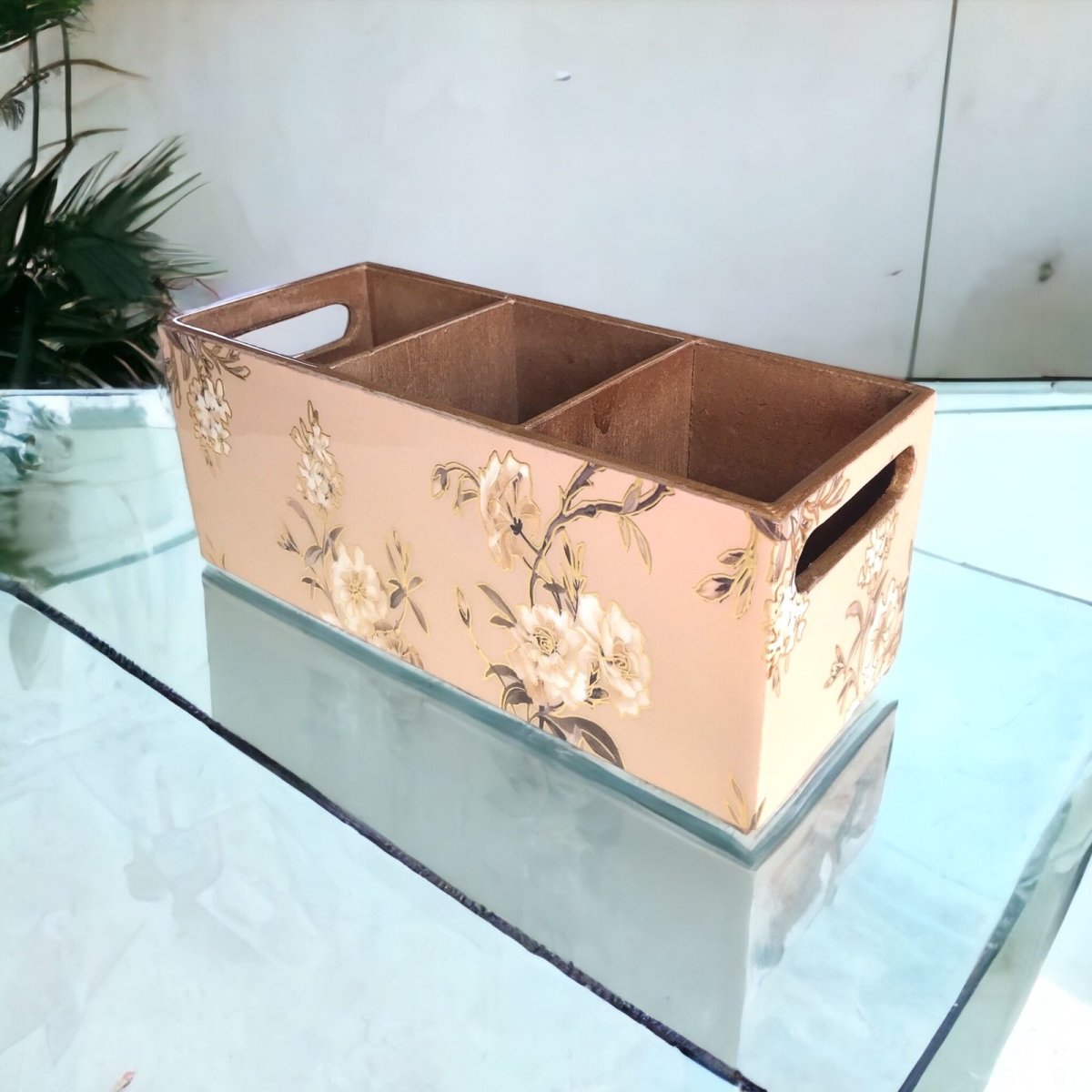 Kezevel Wooden Cutlery Holder - Decorative Cutlery Organizer for Dinning Table, Kitchen Countertop for Forks, Knives & Spoons