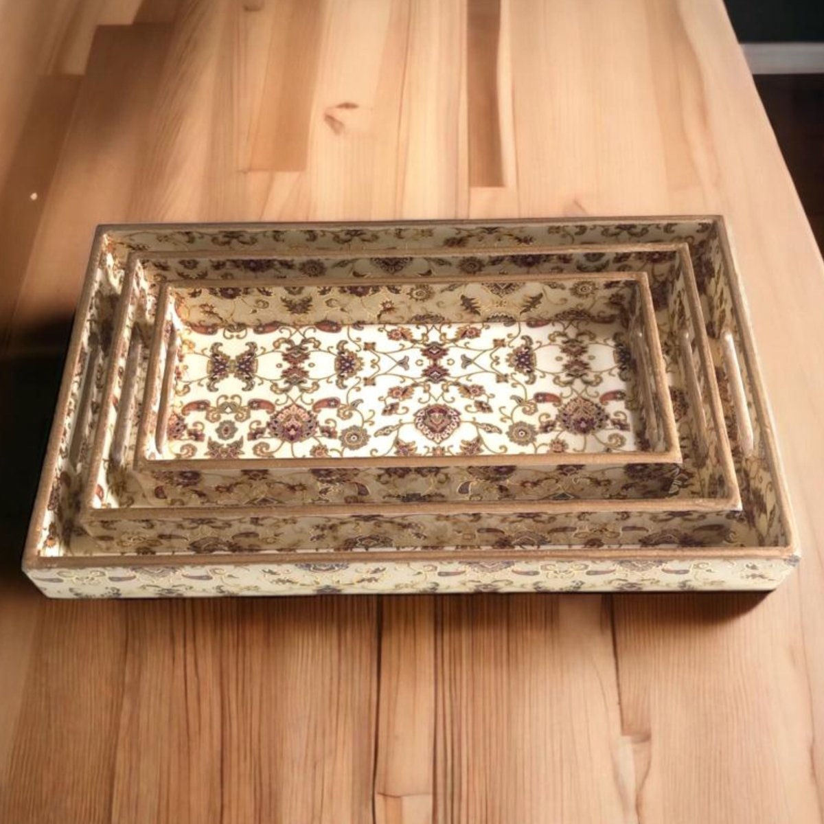 Kezevel Wooden Decorative Tray - Designer Tray for Table Decor, Tray for Home Decor, Serving Tray, Small, Medium and Large