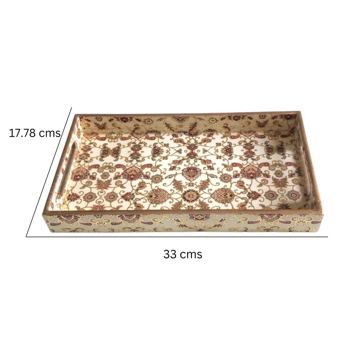 Kezevel Wooden Decorative Tray - Designer Tray for Table Decor, Tray for Home Decor, Serving Tray, Medium