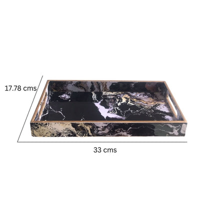 Kezevel Wooden Decorative Tray - Designer Tray for Table Decor, Tray for Home Decor, Serving Tray, Medium