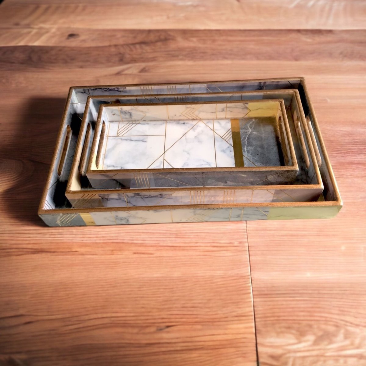 Kezevel Wooden Decorative Tray - Designer Tray for Table Decor , Tray for Home Decor, Serving Tray, Small, Medium and Large