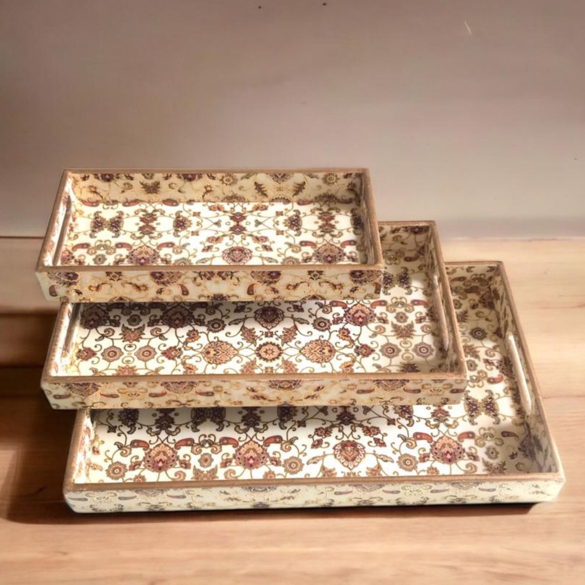 Kezevel Wooden Decorative Tray - Designer Tray for Table Decor, Tray for Home Decor, Serving Tray, Small, Medium and Large