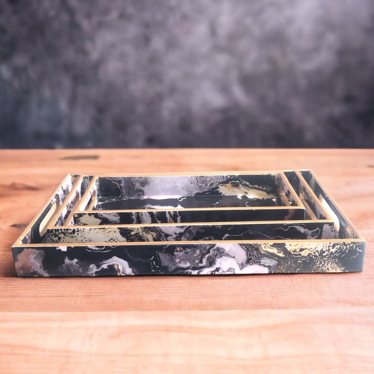 Kezevel Wooden Decorative Tray - Designer Tray for Table Decor, Tray for Home Decor, Serving Tray, Small, Medium and Large