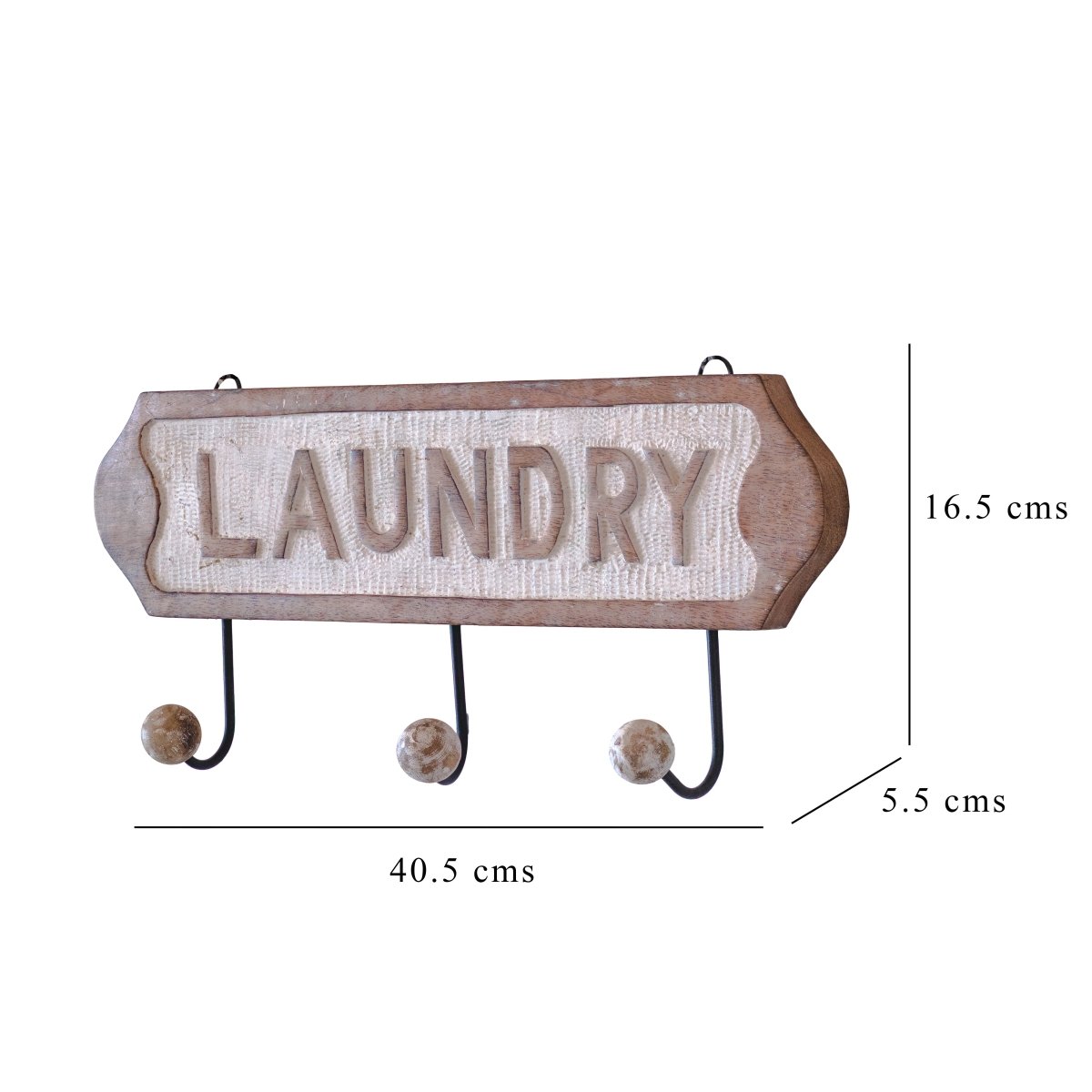 Kezevel Wooden Decorative Wall Hook - Brown White Handcrafted Wall Hangers Decorative Hooks for Wall, Laundry Wall Decor Hook
