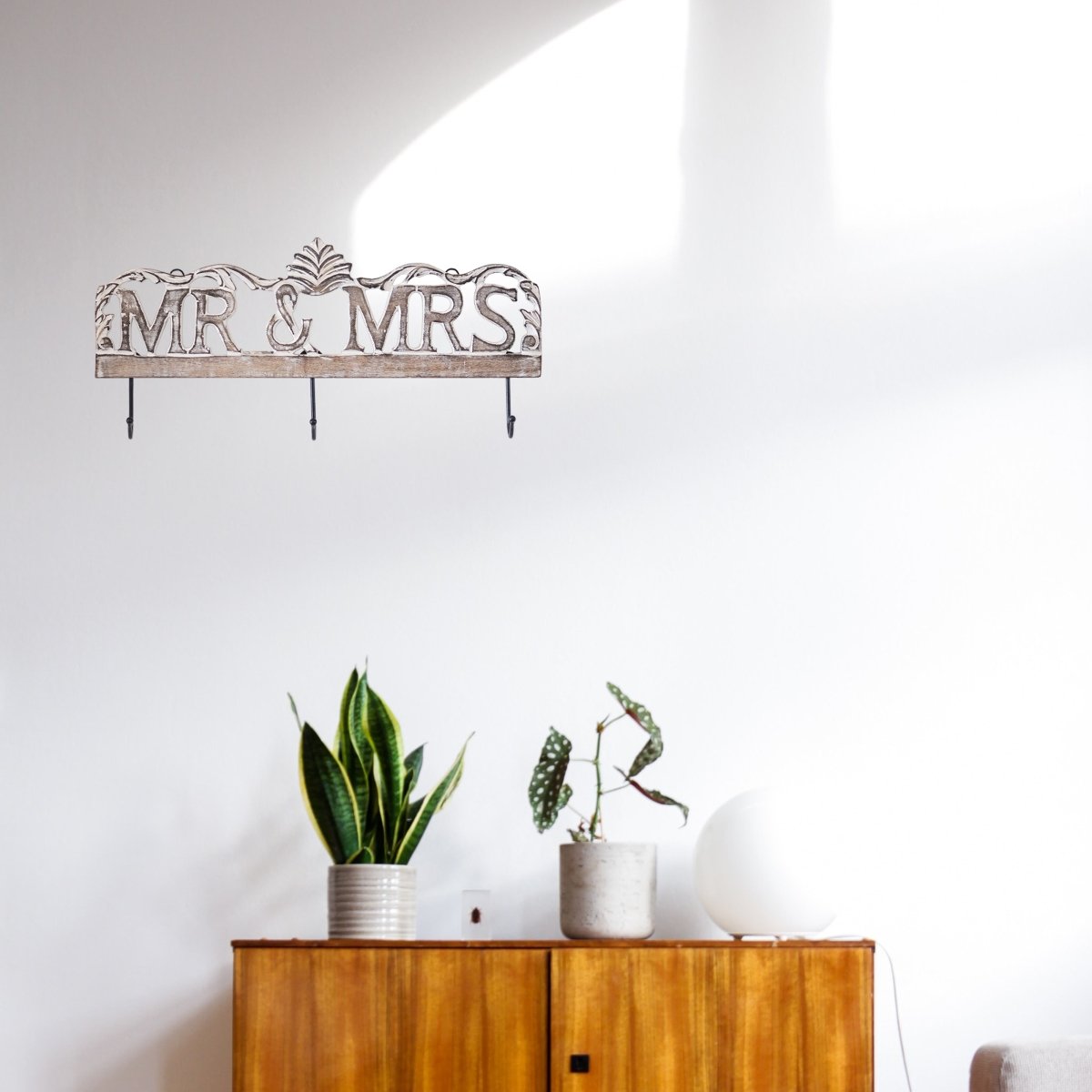Kezevel Wooden Decorative Wall Hook - Brown, White Whitewashed Handcrafted Wall Hangers Decorative Hooks for Wall for Foyer