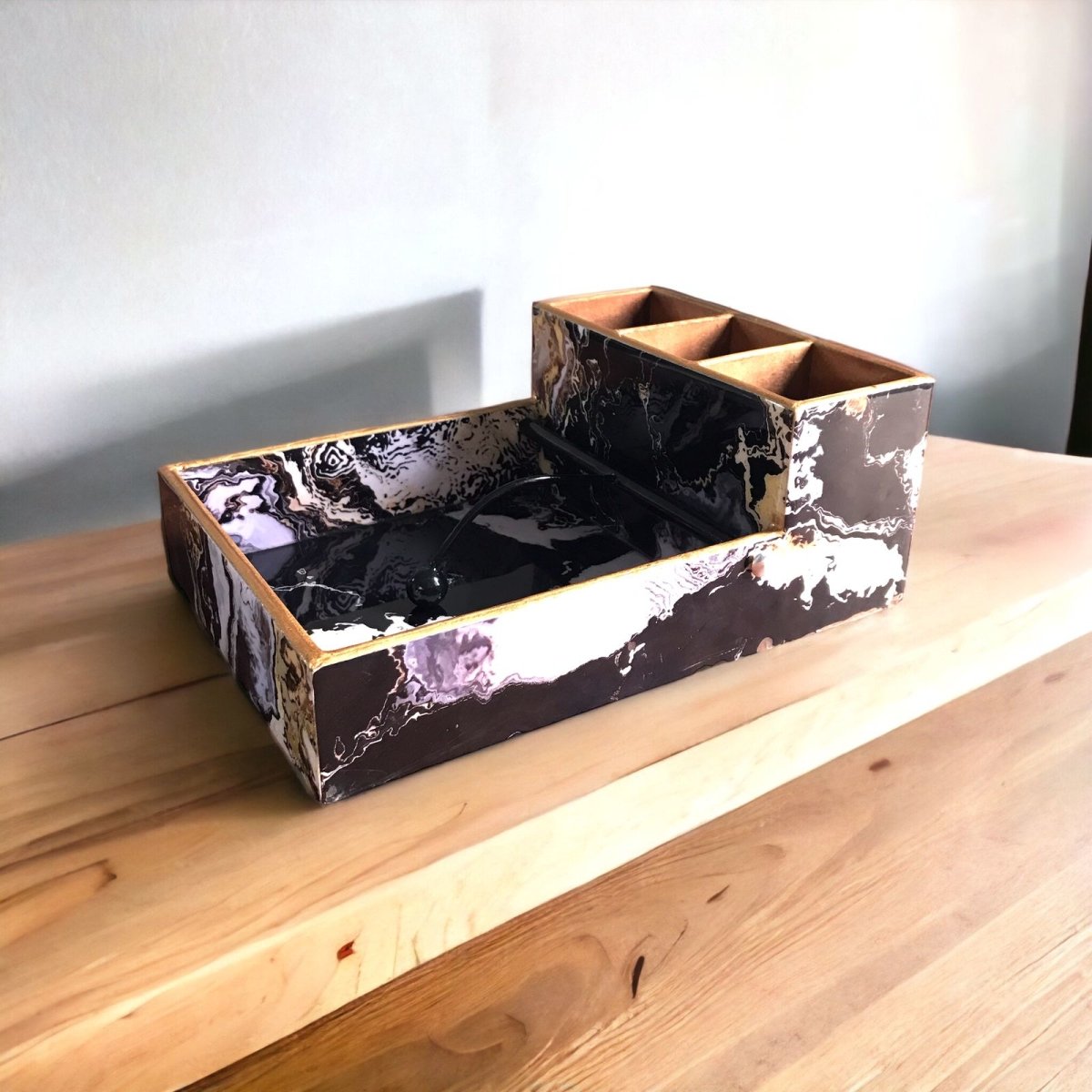 Kezevel Wooden Napkin cum Cutlery Holder - Napkin Cutlery Organizer for Dining Table for Forks, Knives, Spoons, Napkin