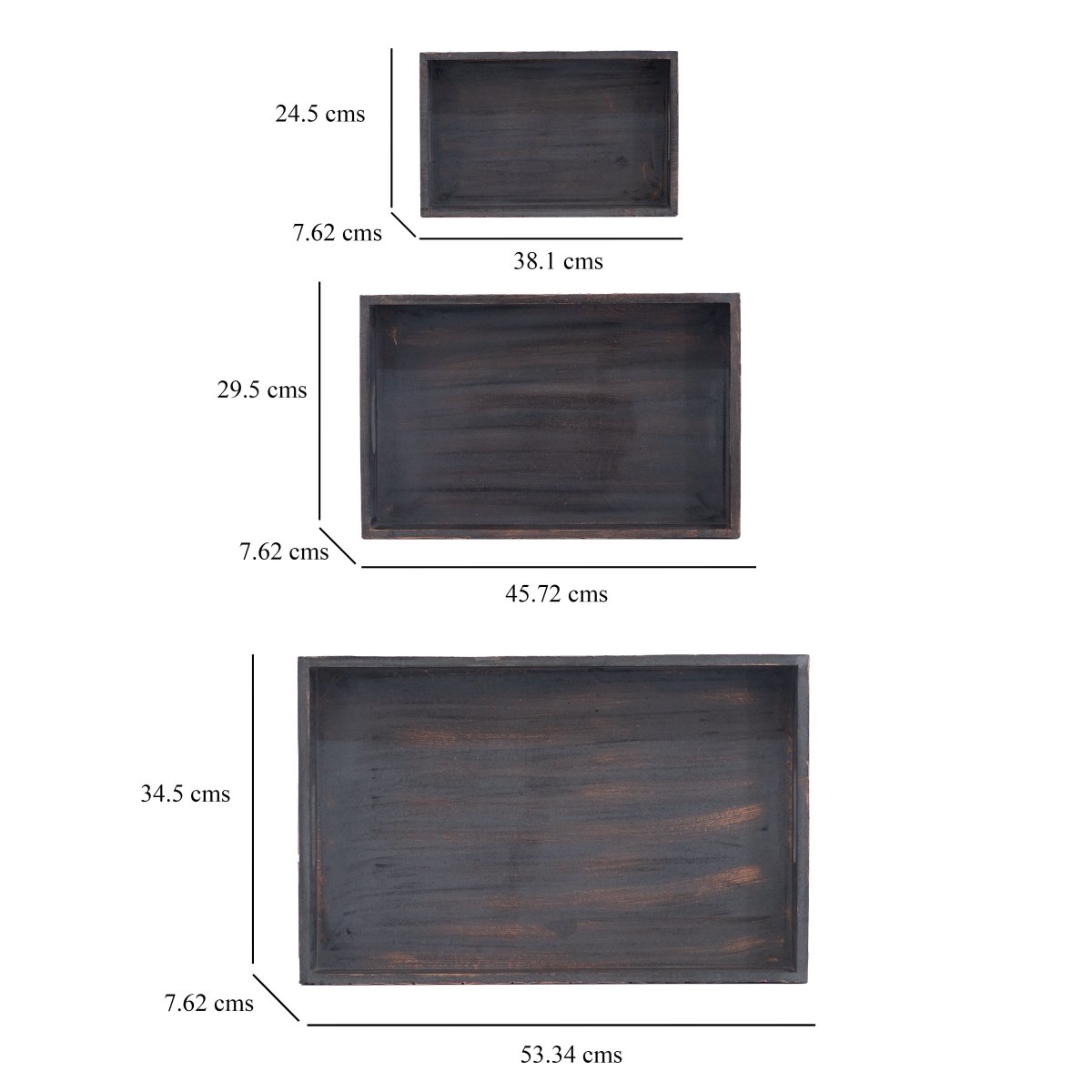 Kezevel Wooden Serving Tray - Brown and Copper Rectangle Handcrafted Tray for Home Decor, Dinning Table Tray, Tea Coffee Tray