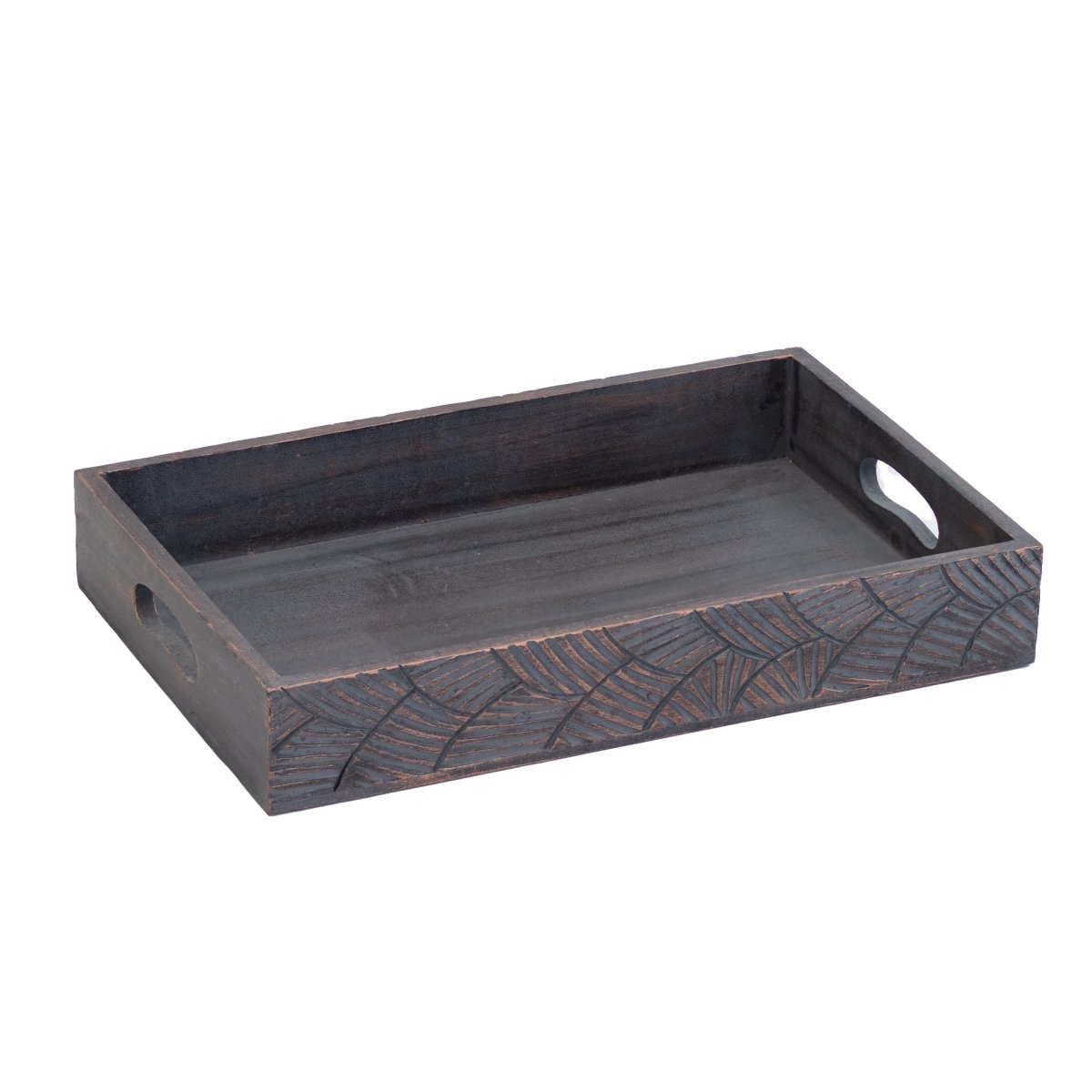 Kezevel Wooden Serving Tray - Brown and Copper Rectangle Handcrafted Tray for Home Decor, Dinning Table Tray, Tea Coffee Tray