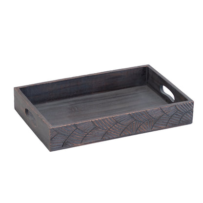 Kezevel Wooden Serving Tray - Brown and Copper Rectangle Handcrafted Tray for Home Decor, Dinning Table Tray, Tea Coffee Tray