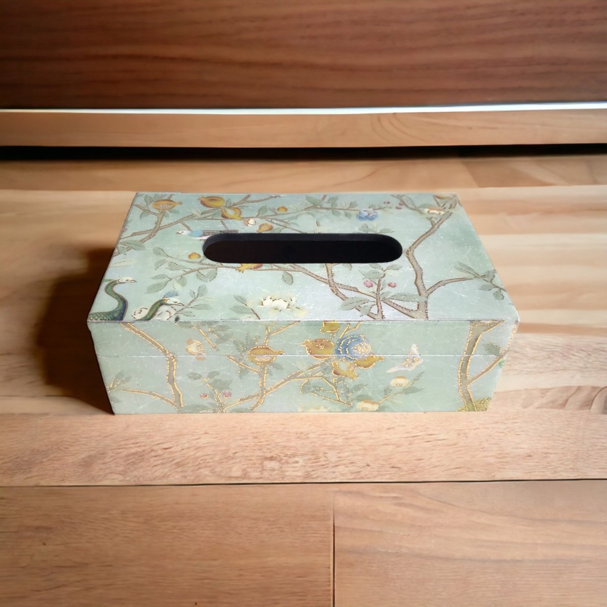 Kezevel Wooden Tissue Paper Holder - Aqua Green Decorative Rectangle Tissue Paper Dispenser Dinning Table, Car, Home Decor