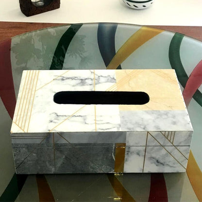 Kezevel Wooden Tissue Paper Holder - Decorative Rectangular Tissue Paper Dispenser, Tissue Paper Box for Dinning Table, Car, Home, Size 23.8X14.2X8 CM