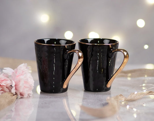 Kezevel Large Black & Gold Mugs - Set of 2 - Porcelain - Kezevel